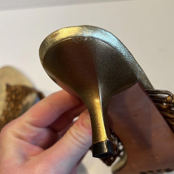 Cole Haan Gold Kitten Heels Sandals‎ Size 8 - Picture 10 of 10